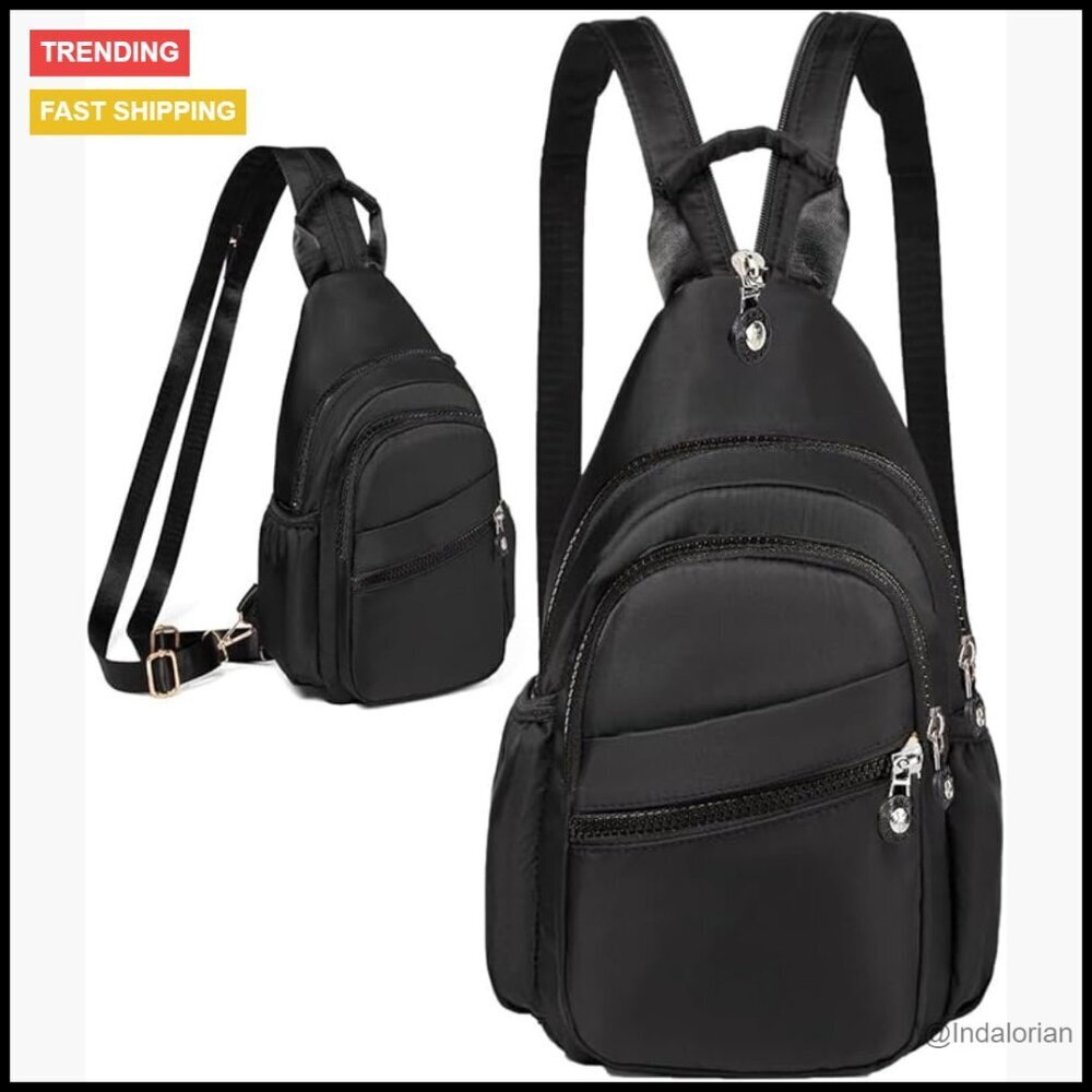 Water Resistant Nylon Crossbody Sling Bag Convertible Mini Backpack Daypack
